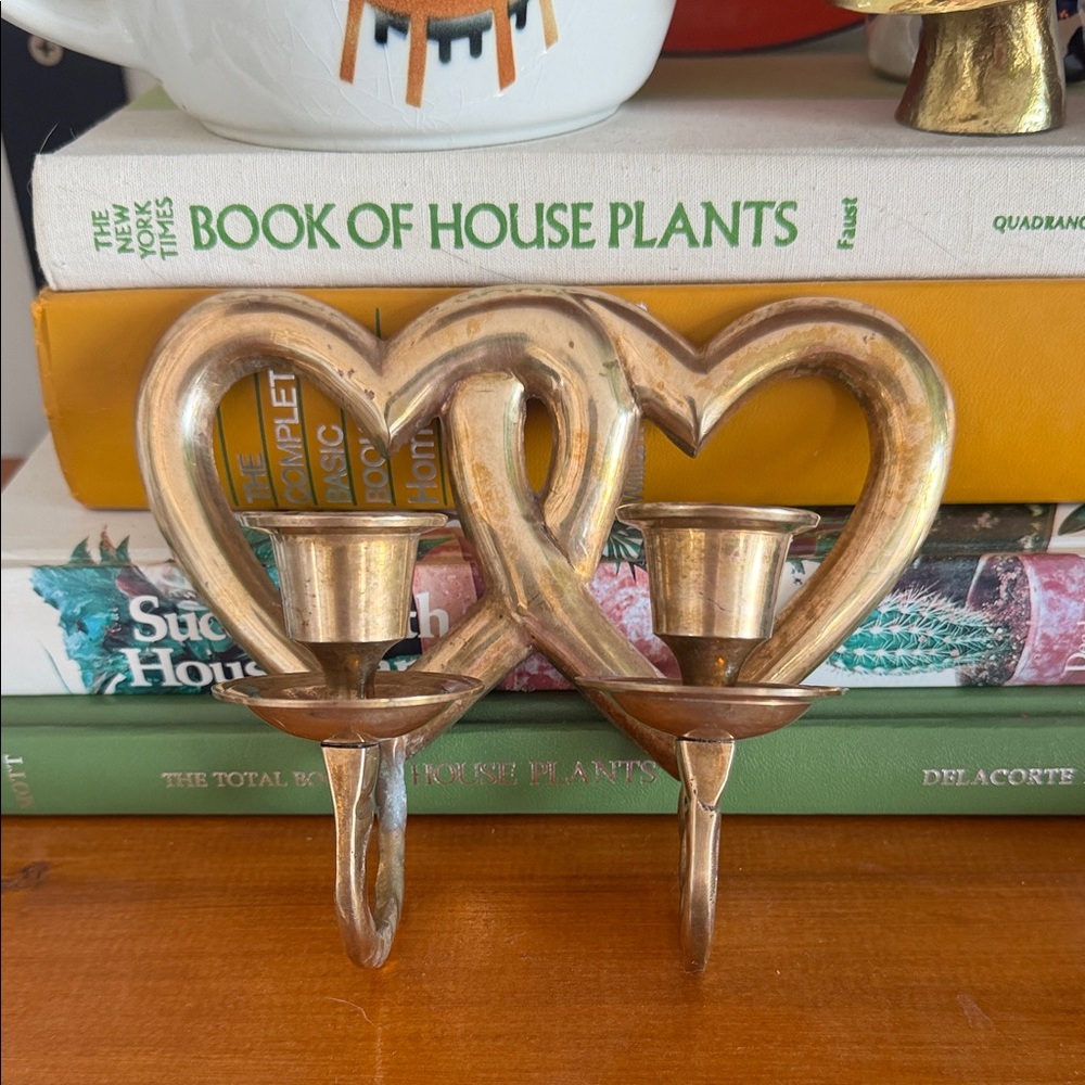 Vintage brass heart Shaped Candle Holder wall decor